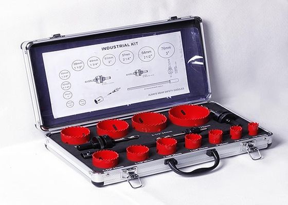 13PC Bi-Metal Lubang gergaji, High Speed ​​Steel Lubang Saw Dengan Aluminium Case