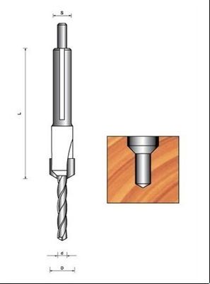 Countersink TCT bor dengan M5 * 10 sekrup disesuaikan dan titik pusat